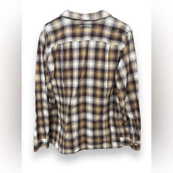 Women's Free Swingin' Flannel Shirt Brown Putty Check Size XL EUC - Picture 2 of 8